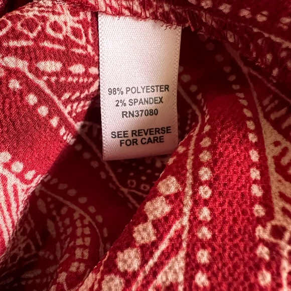 Cato Women’s Red & White Vertical Stripe Collared Tank Top - Picture 6 of 9